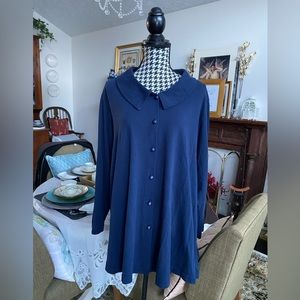 DIVIDENDS Button Down Navy Blue Maternity Tunic Size L